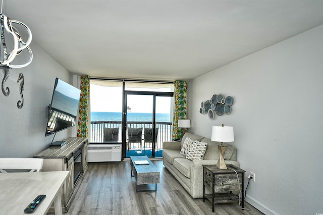 living room with hardwood / wood-style floors