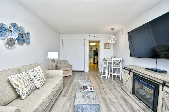 living room with light wood-type flooring