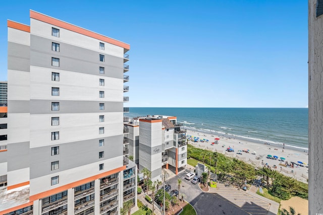 property view of water featuring a view of the beach