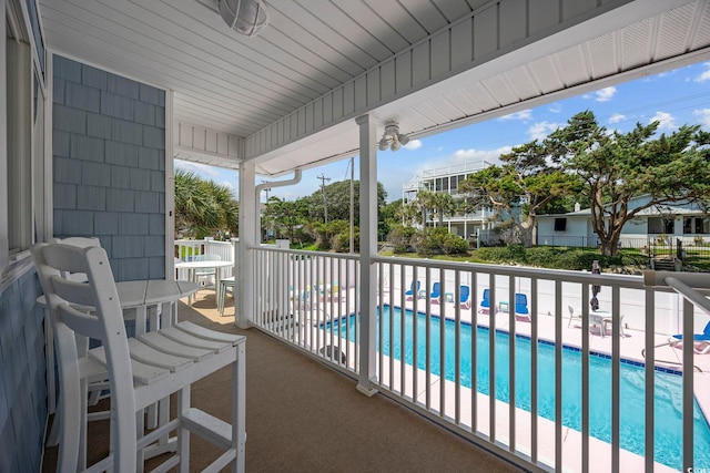 balcony with a patio area