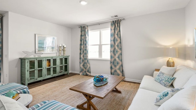 living room with hardwood / wood-style flooring