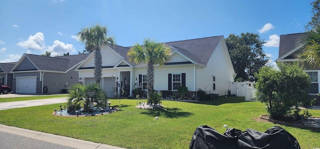 single story home featuring a front lawn