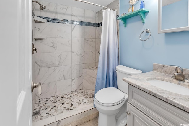 5308 N Ocean Blvd Unit 812, Myrtle Beach, SC 29577 - bathroom featuring toilet, a shower stall, and vanity