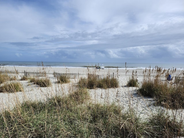 view of water feature with a view of the beach