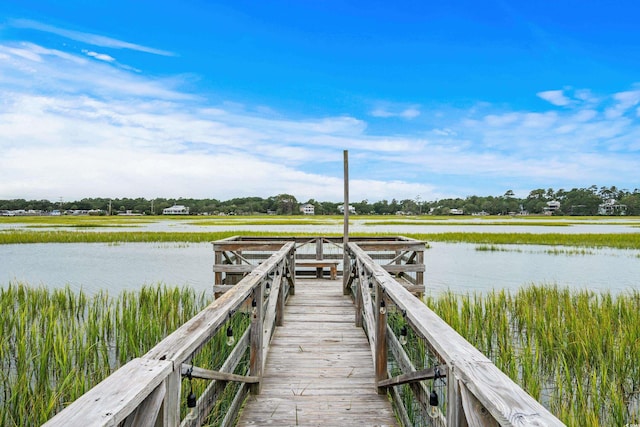 view of dock featuring a water view