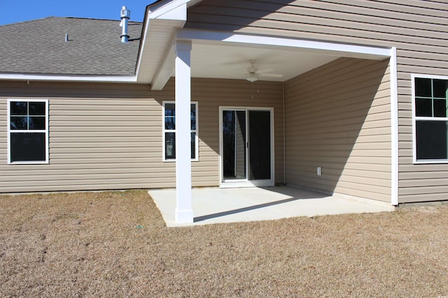 exterior space featuring a patio and ceiling fan