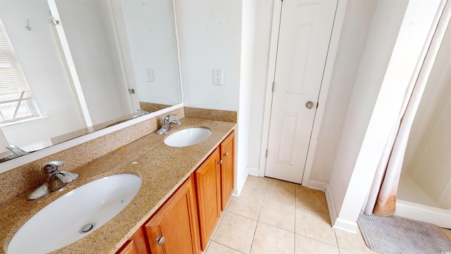 bathroom featuring vanity and tile patterned floors