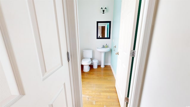 bathroom with sink and wood-type flooring