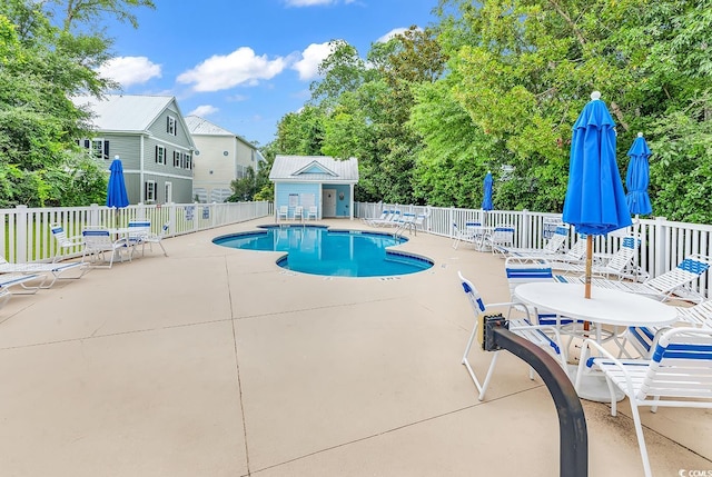 view of pool with a patio area