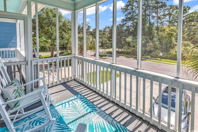 view of unfurnished sunroom