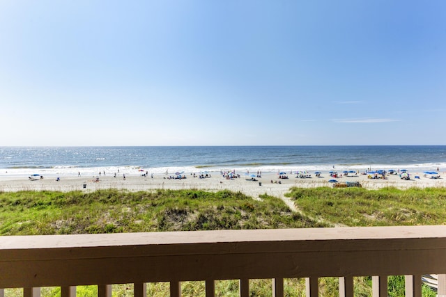 property view of water featuring a beach view