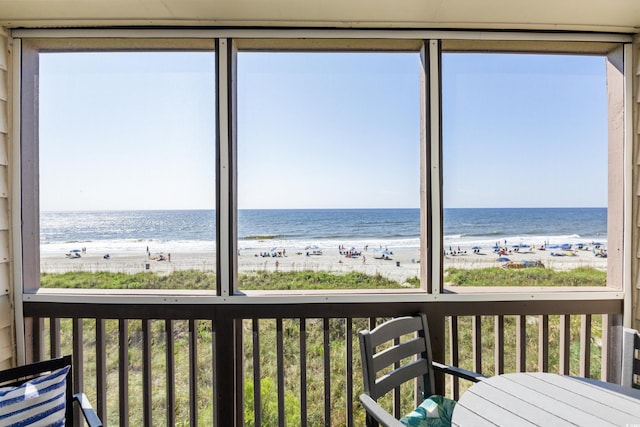 view of water feature with a view of the beach