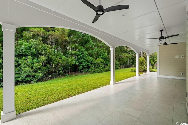 view of patio / terrace featuring ceiling fan