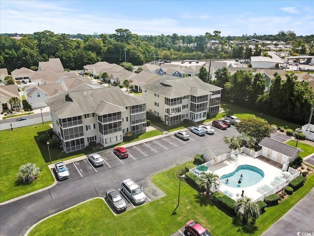 bird's eye view with a residential view