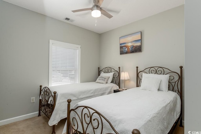 bedroom with carpet floors and ceiling fan