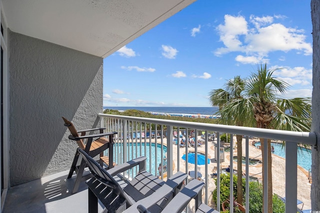 balcony with a water view