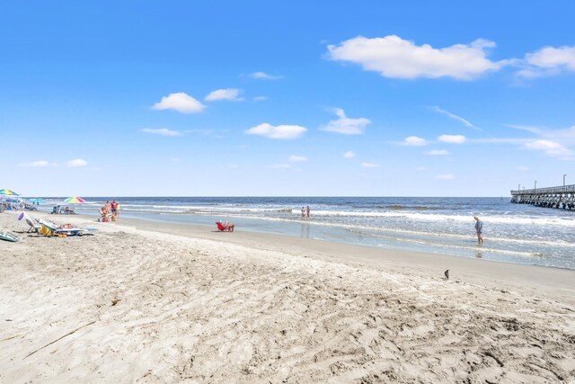 view of water feature featuring a beach view