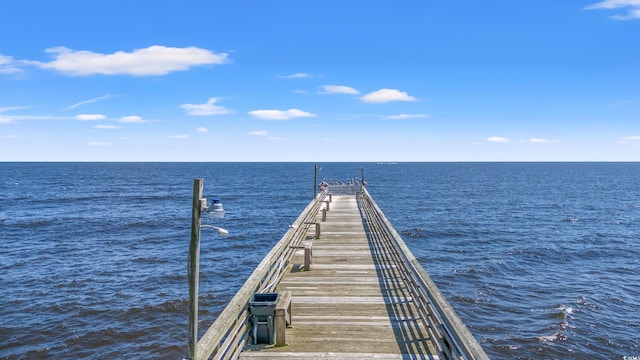 view of dock featuring a water view