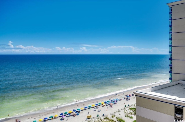 view of water feature featuring a view of the beach