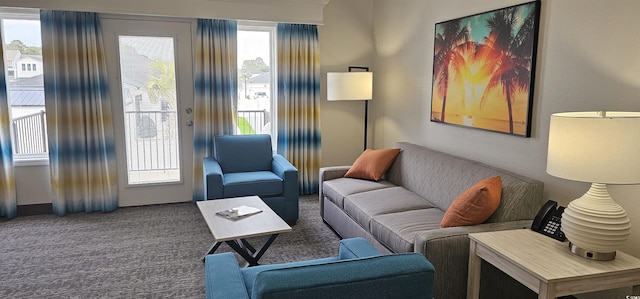 carpeted living room with plenty of natural light