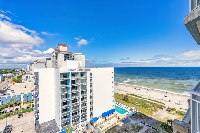 exterior space with a beach view