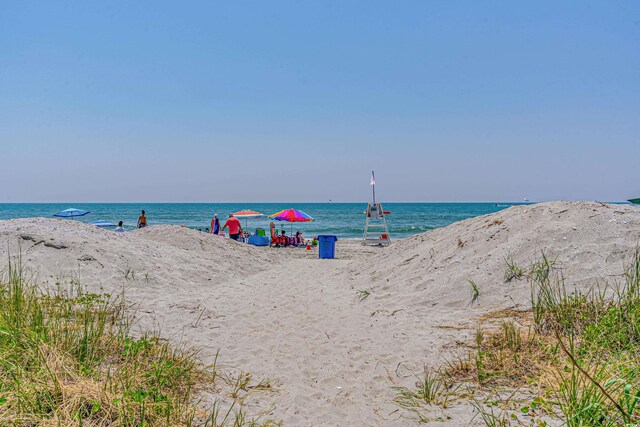 view of water feature featuring a view of the beach