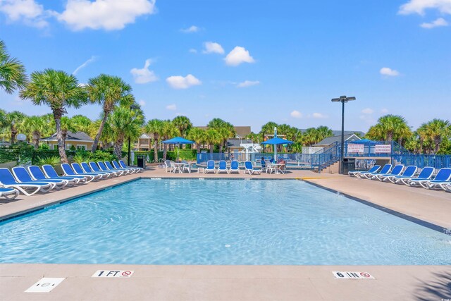 view of pool featuring a patio