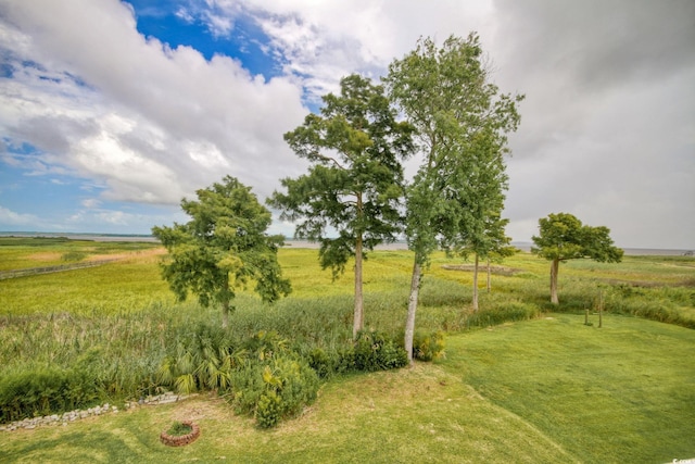 view of yard with a rural view