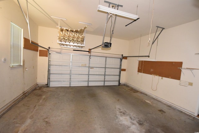 garage with a garage door opener