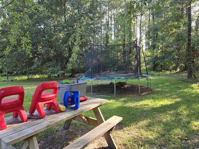 view of yard featuring a trampoline