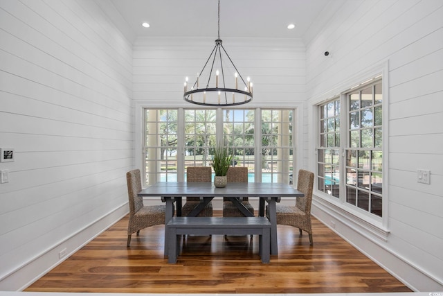 9318 Cove Dr, Myrtle Beach, SC 29572 - dining room with ornamental molding, a notable chandelier, and a wealth of natural light