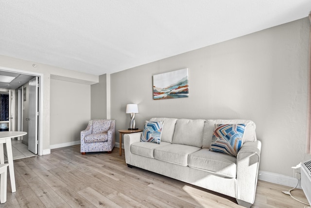 living room featuring light wood-type flooring