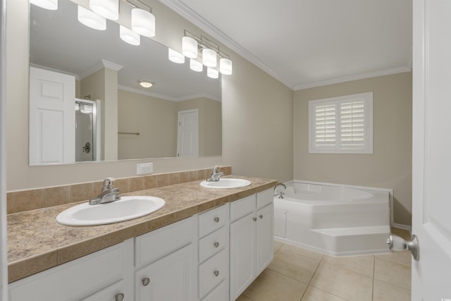3758 Loblolly Ave, Little River, SC 29566 - full bathroom featuring tile patterned flooring, a sink, a garden tub, and a stall shower