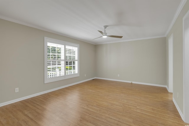 3758 Loblolly Ave, Little River, SC 29566 - spare room with baseboards, ornamental molding, light wood finished floors, and ceiling fan