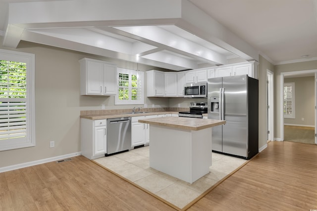 3758 Loblolly Ave, Little River, SC 29566 - kitchen featuring visible vents, light countertops, white cabinets, a sink, and appliances with stainless steel finishes