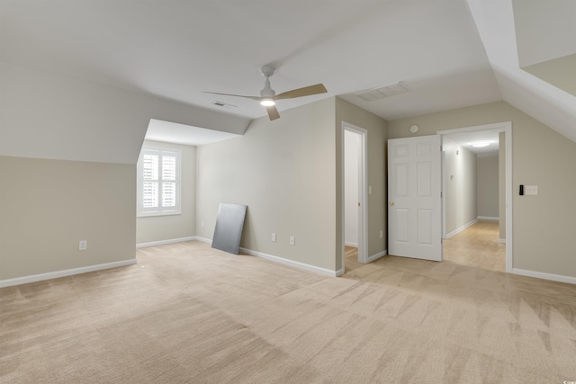3758 Loblolly Ave, Little River, SC 29566 - bonus room featuring visible vents, ceiling fan, light colored carpet, and lofted ceiling