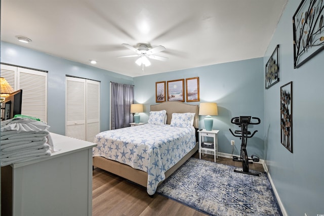 501 Maison Dr Unit B10, Myrtle Beach, SC 29572 - bedroom with wood finished floors, baseboards, and ceiling fan
