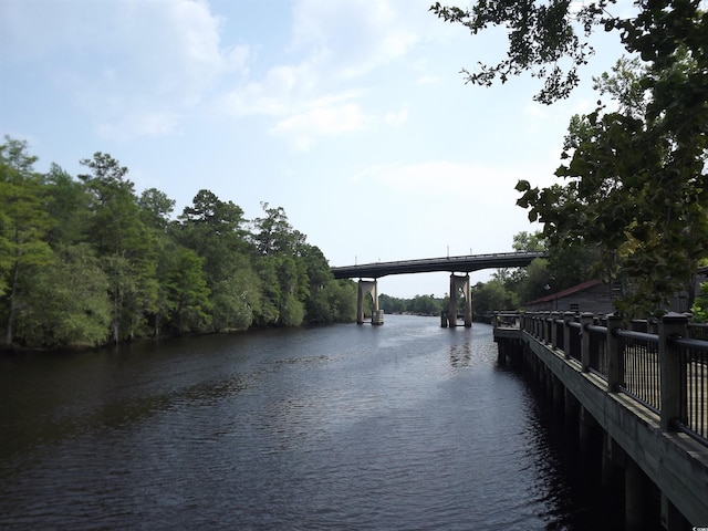 view of dock featuring a water view