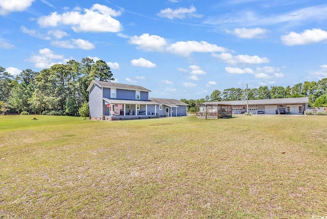 view of yard with a porch