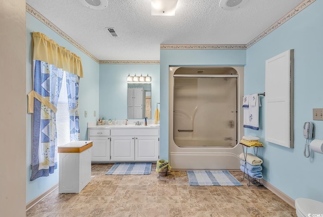 3747 Bakers Chapel Rd, Aynor, SC 29511 - full bath featuring vanity, a textured ceiling, shower / bath combination, and baseboards