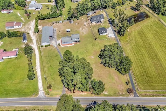 drone / aerial view with a rural view