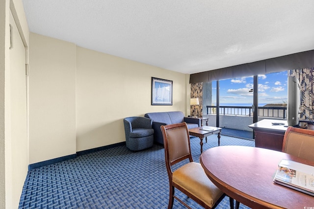 interior space with a textured ceiling