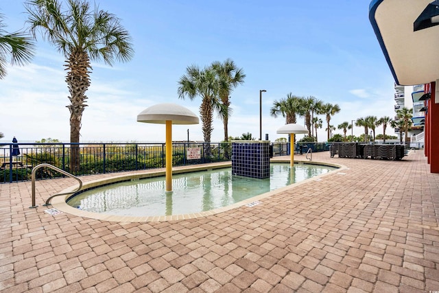 view of swimming pool with a patio