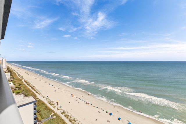 view of water feature with a beach view