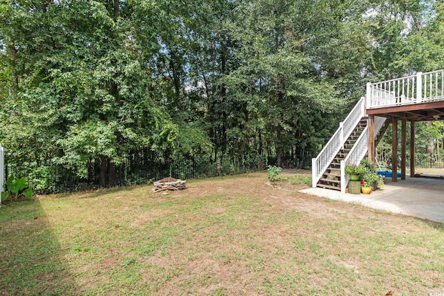 view of yard featuring a deck