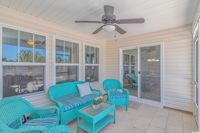 view of patio with ceiling fan