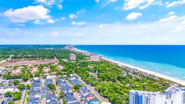 aerial view featuring a beach view and a water view