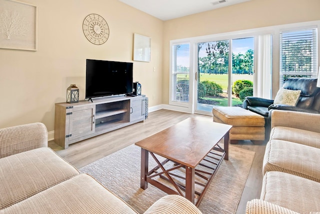 living room with light wood-type flooring