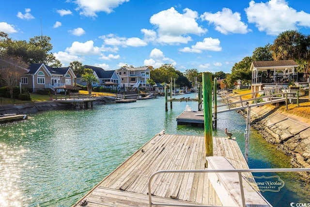 view of dock featuring a water view