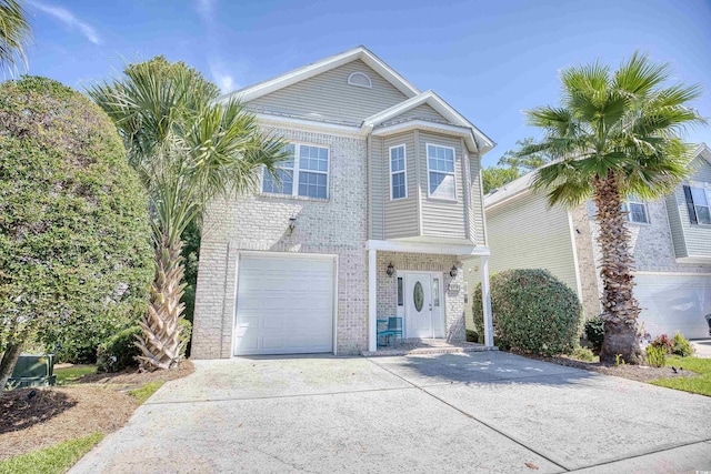 view of front of house with a garage